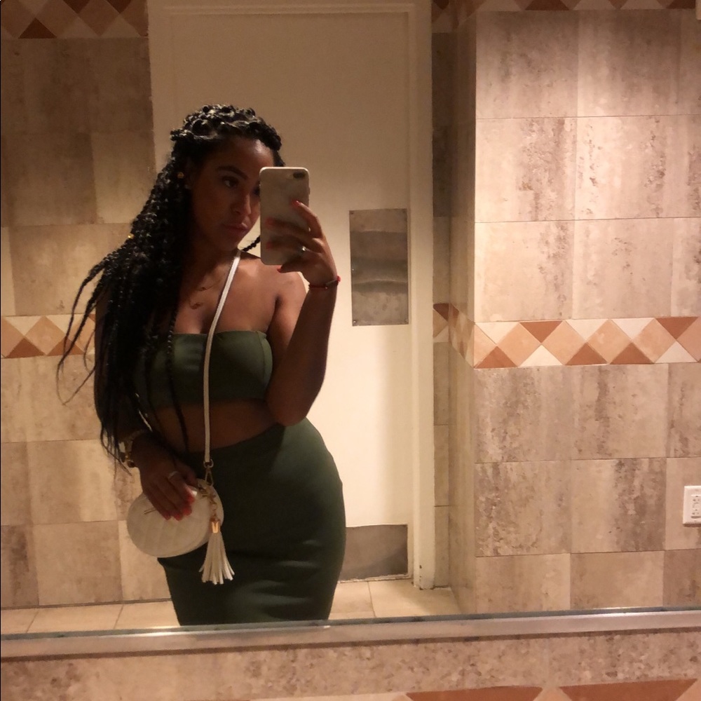 Olive Green 2 Piece Dress